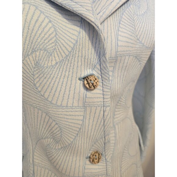 Vintage 60s Womens Suit Set Jacket Skirt Pants Mod Geometric Pastel Blue Retro L - Picture 3 of 14